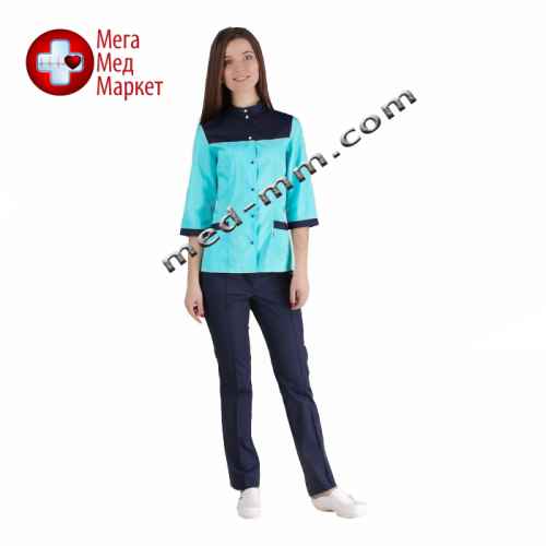 Медицинский костюм Амстердам мятный/синий №1031